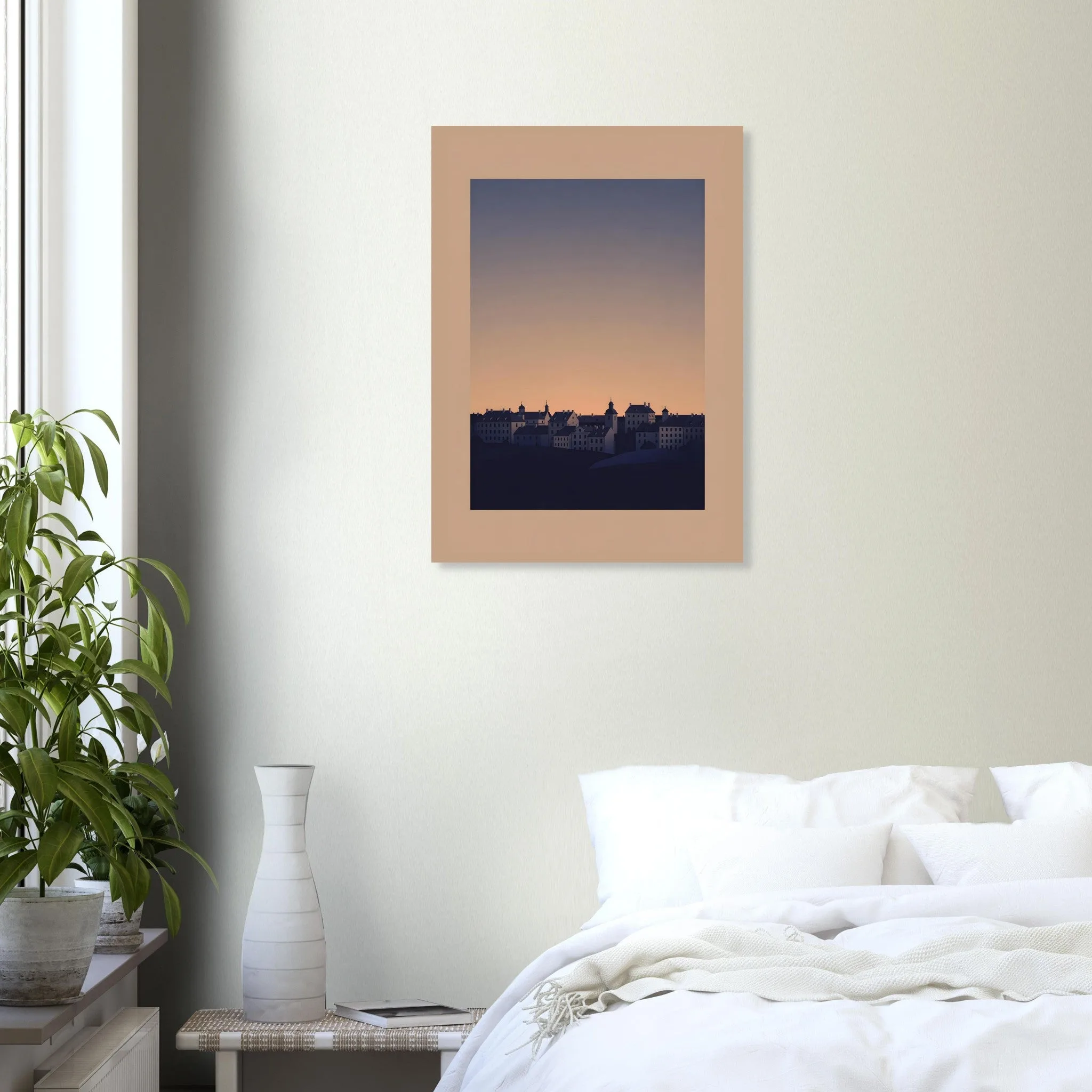 Silhouette skyline poster of Praha — warm minimalist design, from €19
