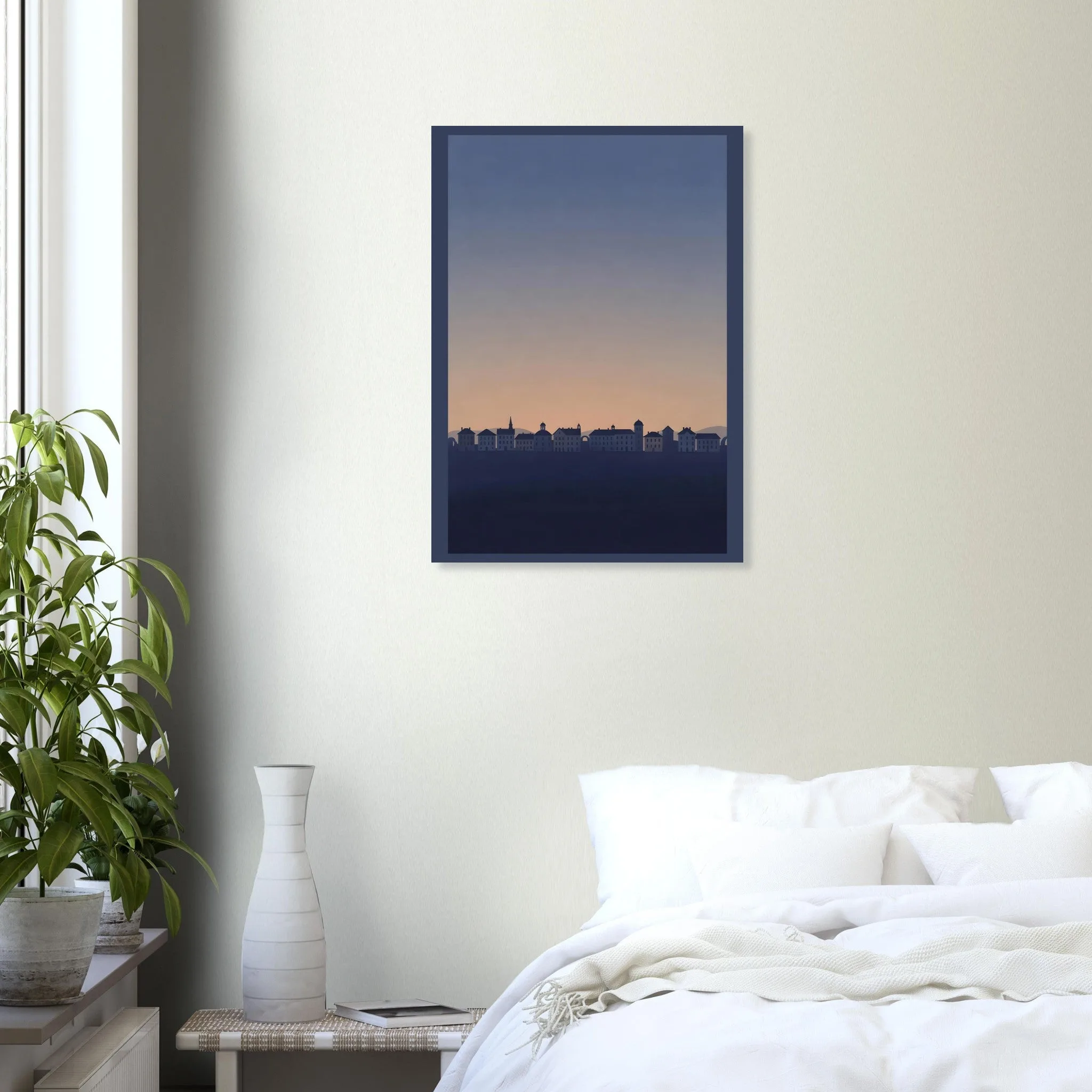 Silhouette skyline poster of София — warm minimalist design, from €19