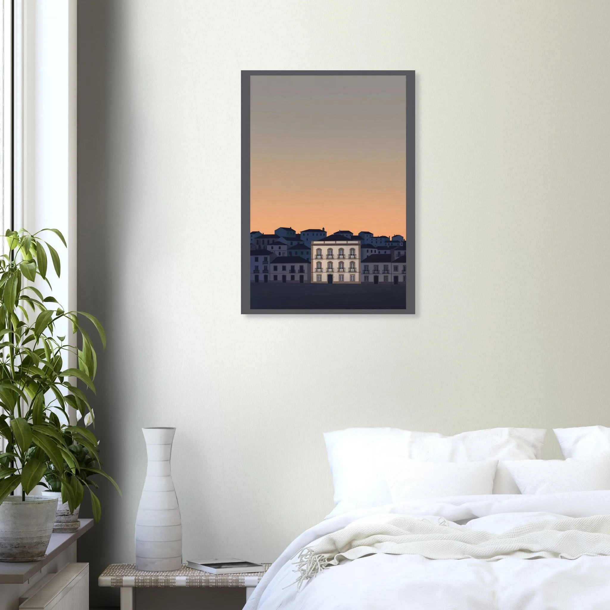 Silhouette skyline poster of Oliveira de Azeméis — warm minimalist design, from €19
