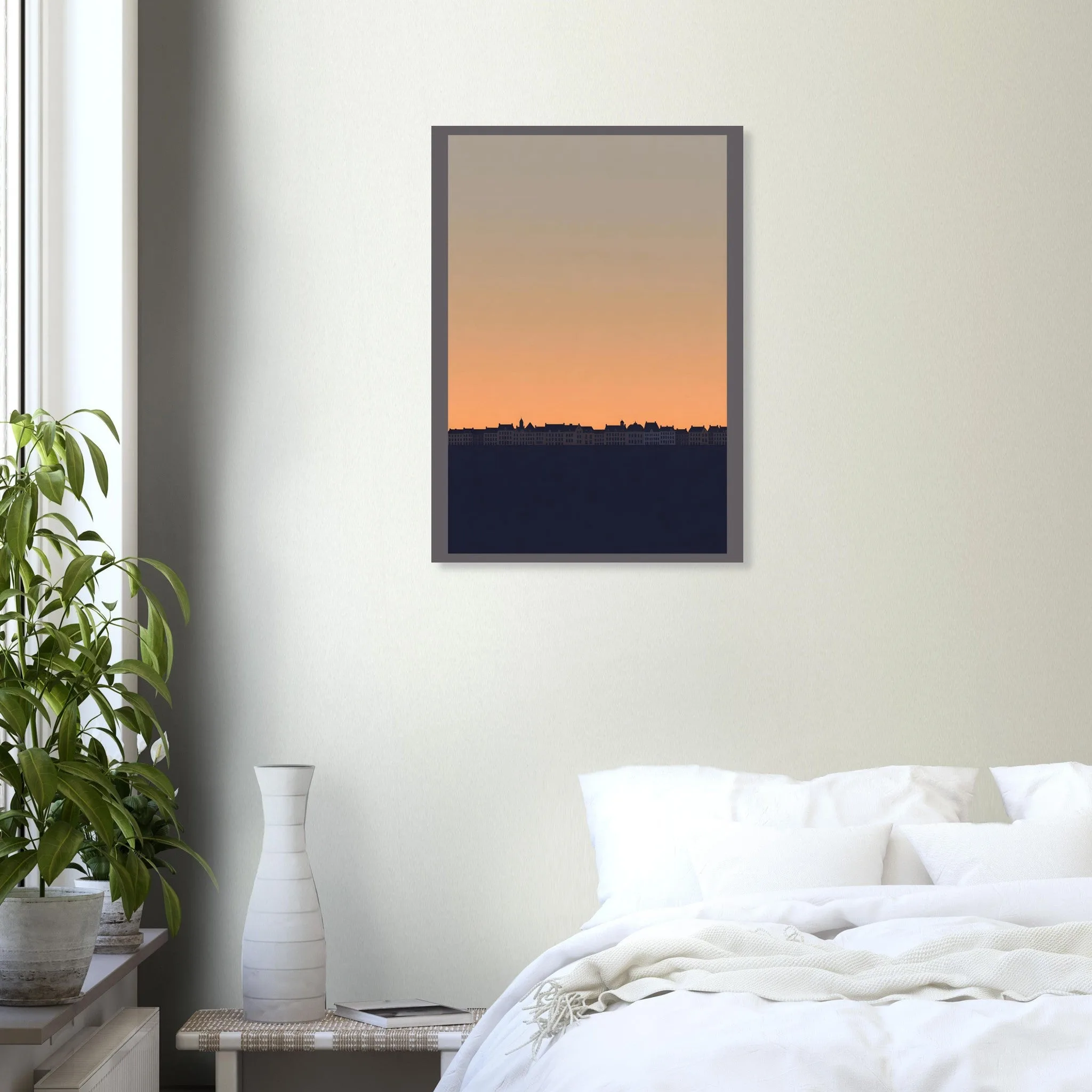 Silhouette skyline poster of Anvers — warm minimalist design, from €19