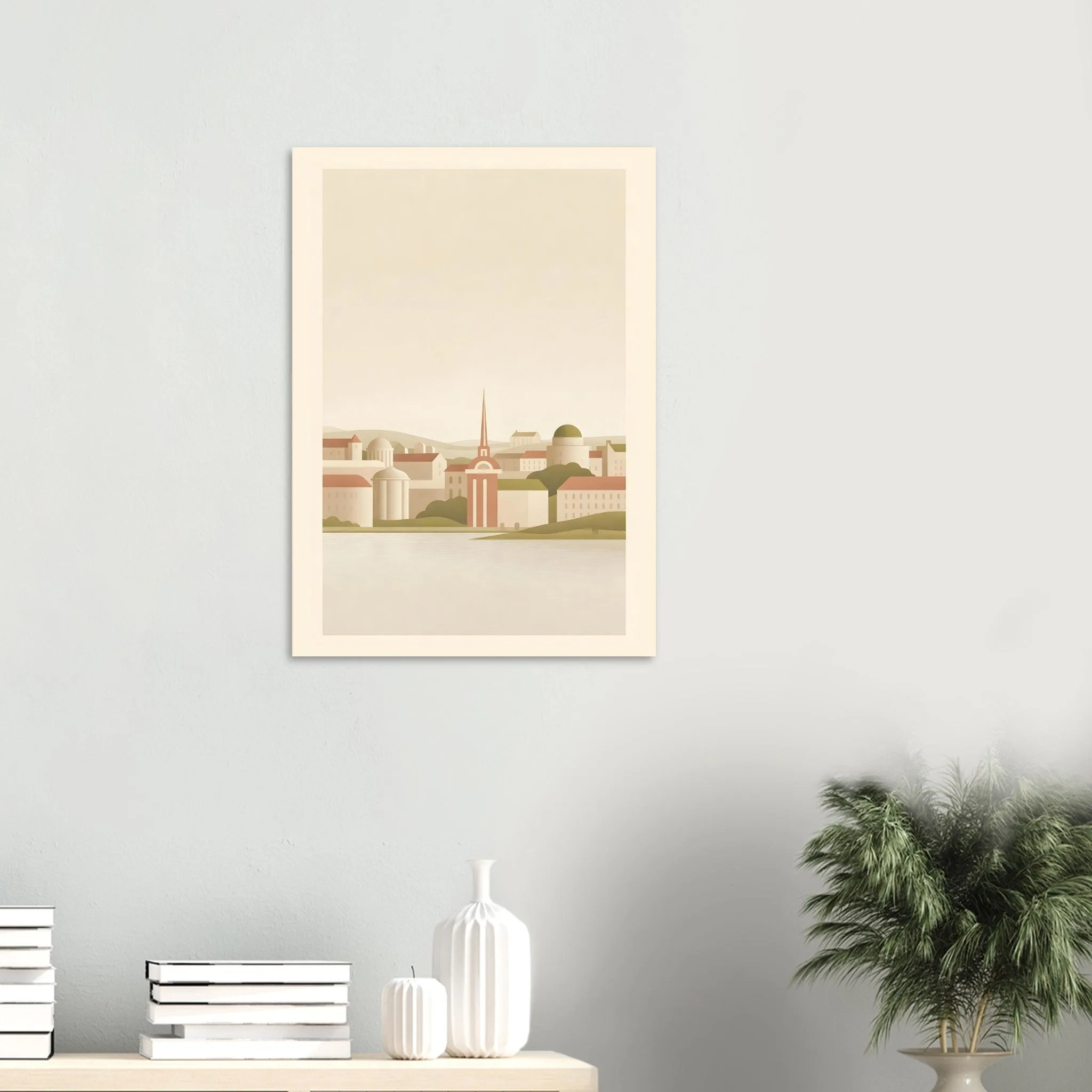 Flat vector illustration poster of København — warm minimalist design, from €19