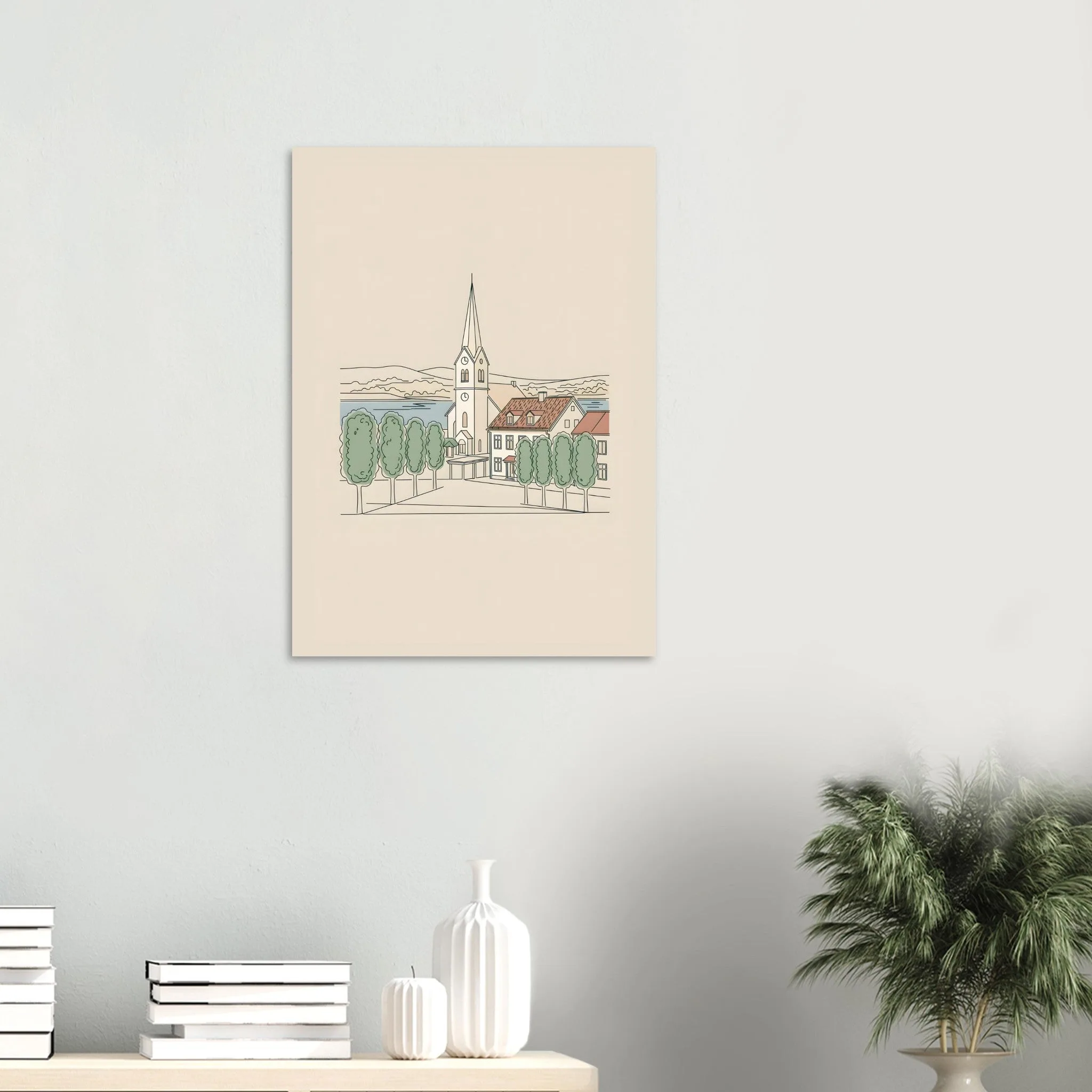 Minimalist line art poster of Kungsbacka — warm minimalist design, from €19