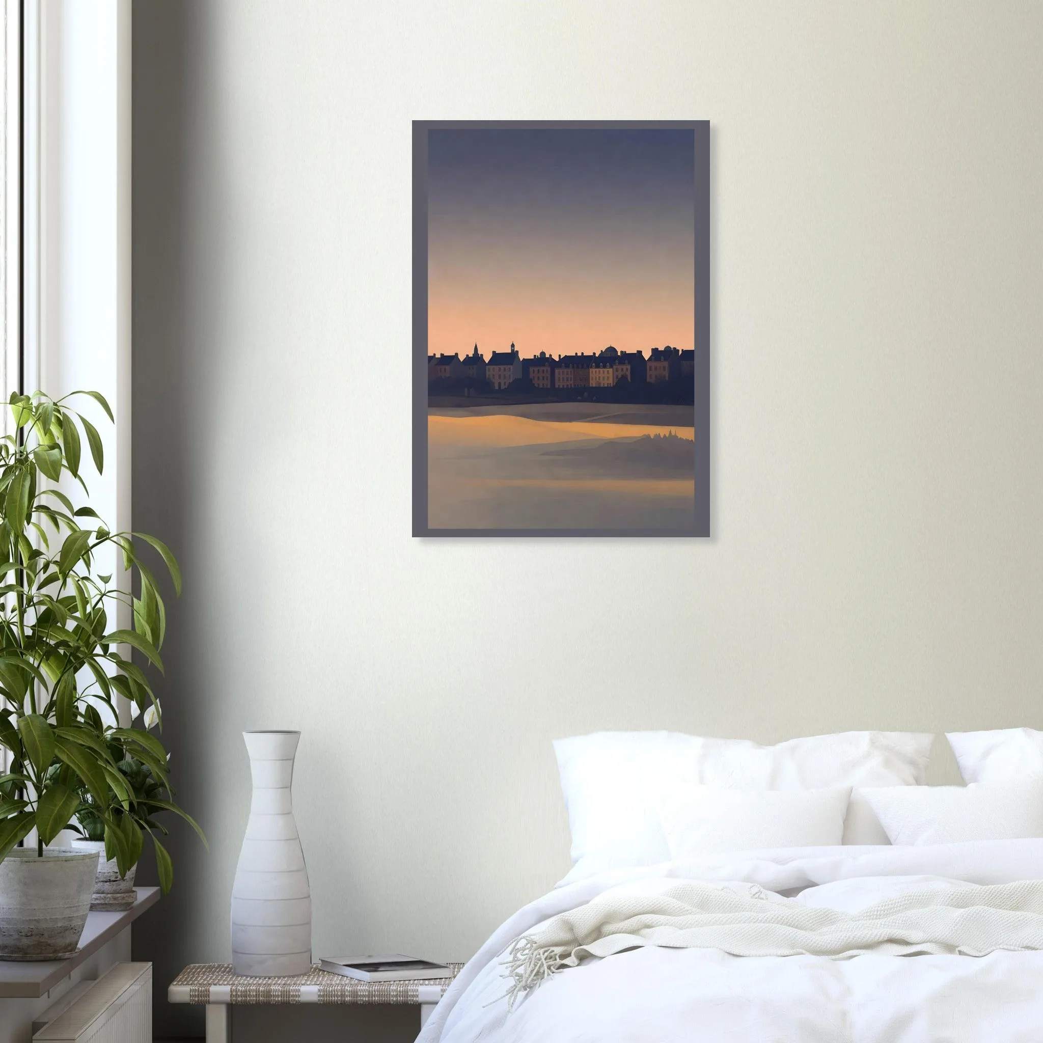 Silhouette skyline poster of Liège — warm minimalist design, from €19