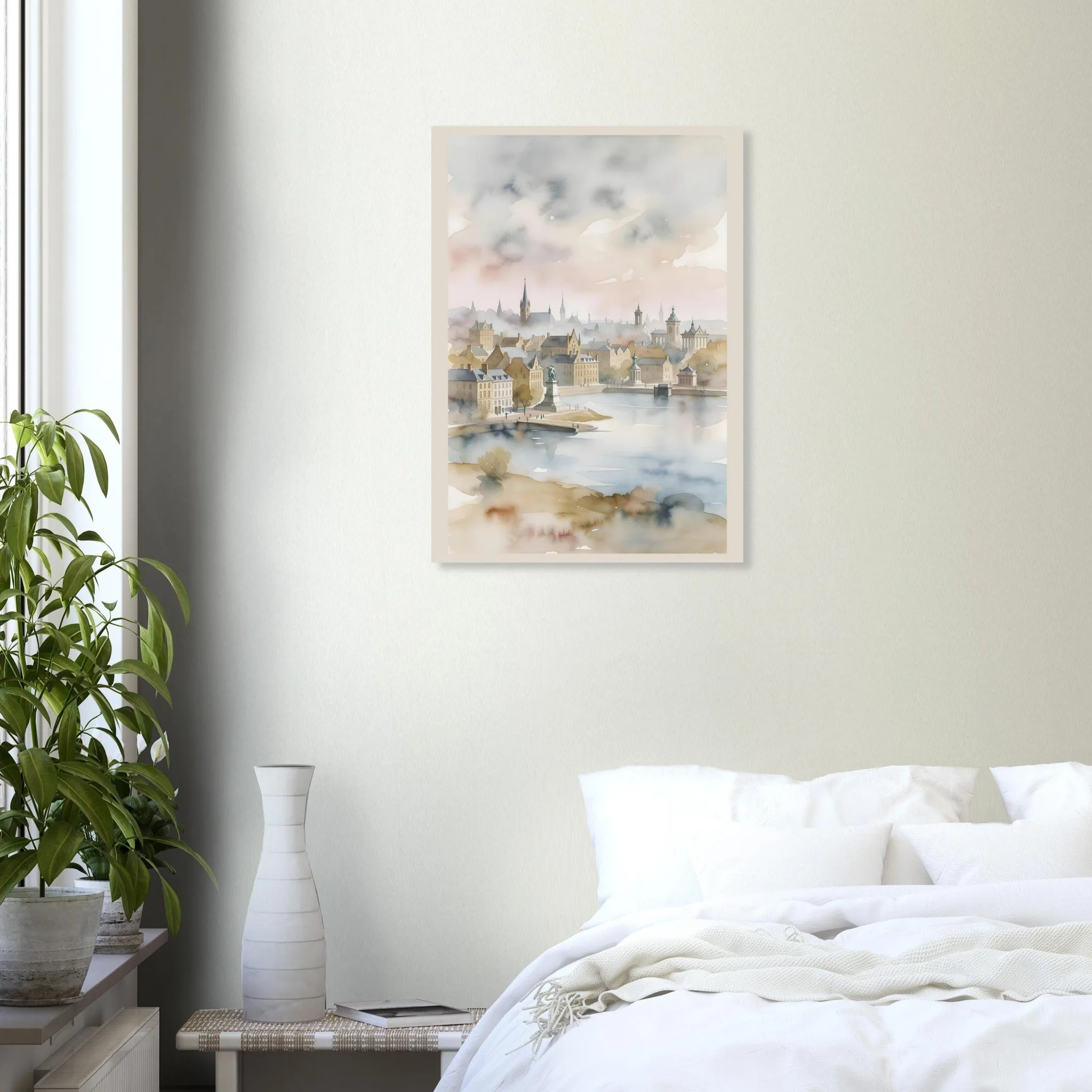 Watercolour landscape poster of Anvers — warm minimalist design, from €19