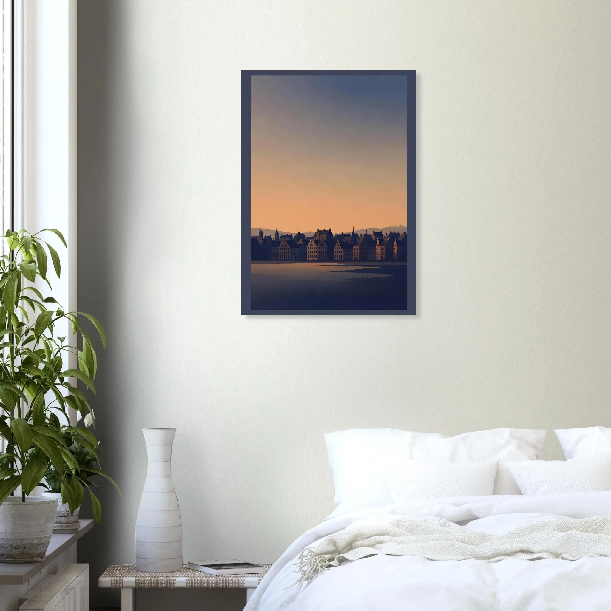 Silhouette skyline poster of Gand — warm minimalist design, from €19