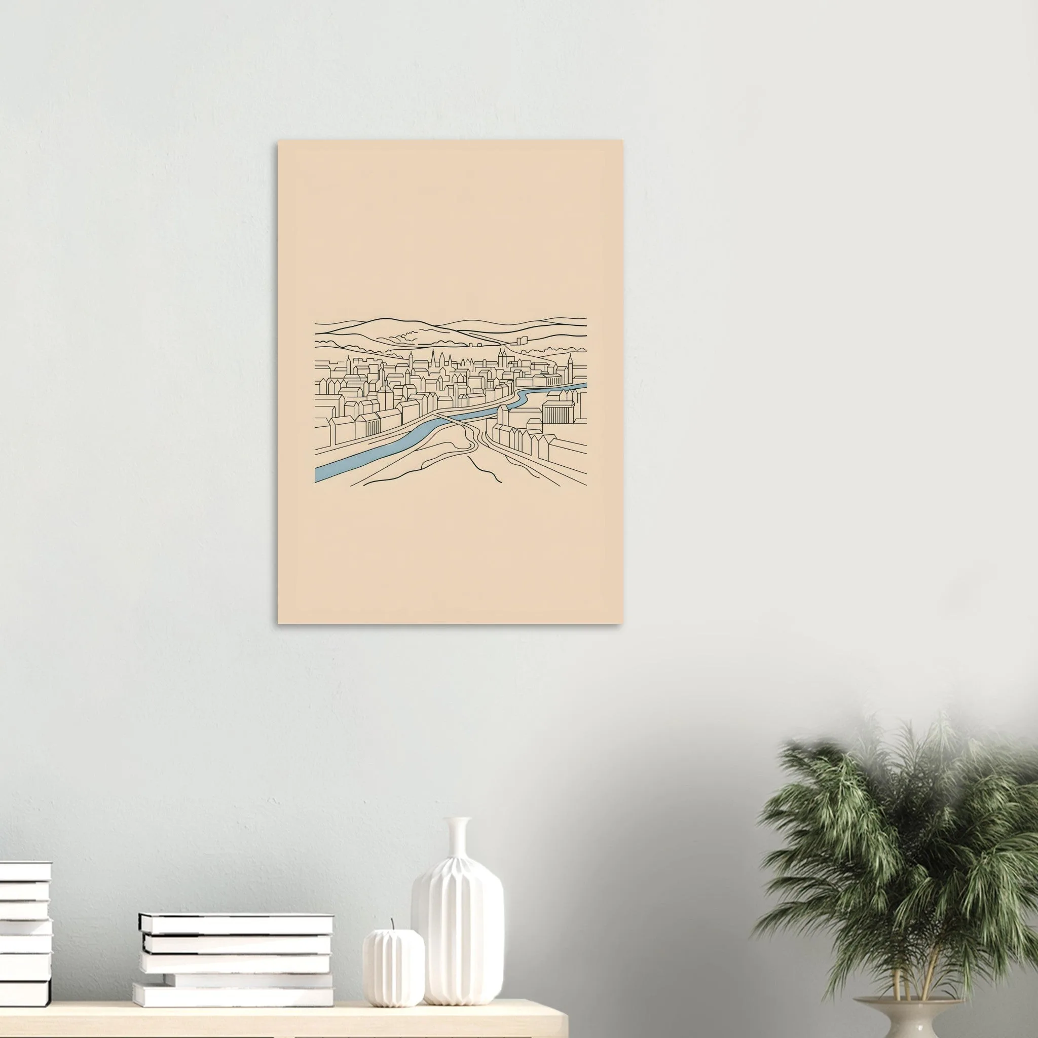 Minimalist line art poster of Liège — warm minimalist design, from €19
