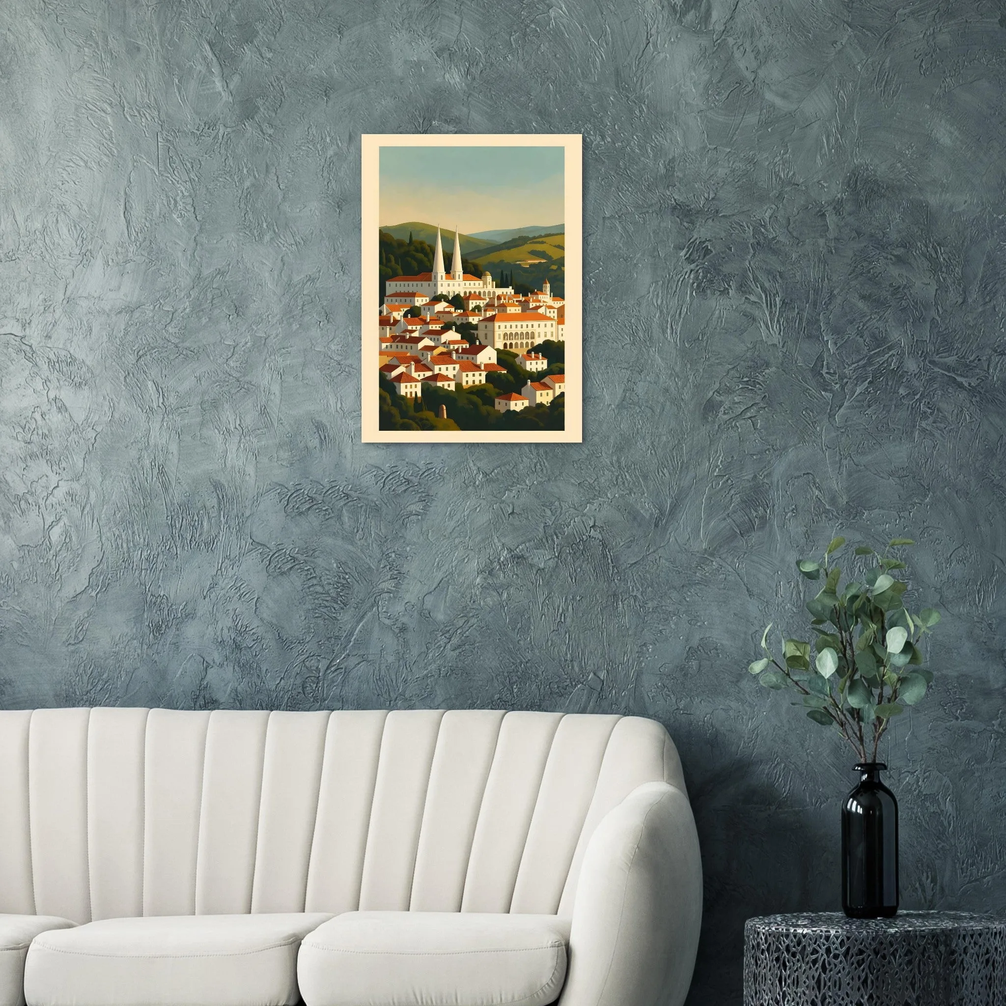 Mid-century modern poster of Sintra — warm minimalist design, from €19