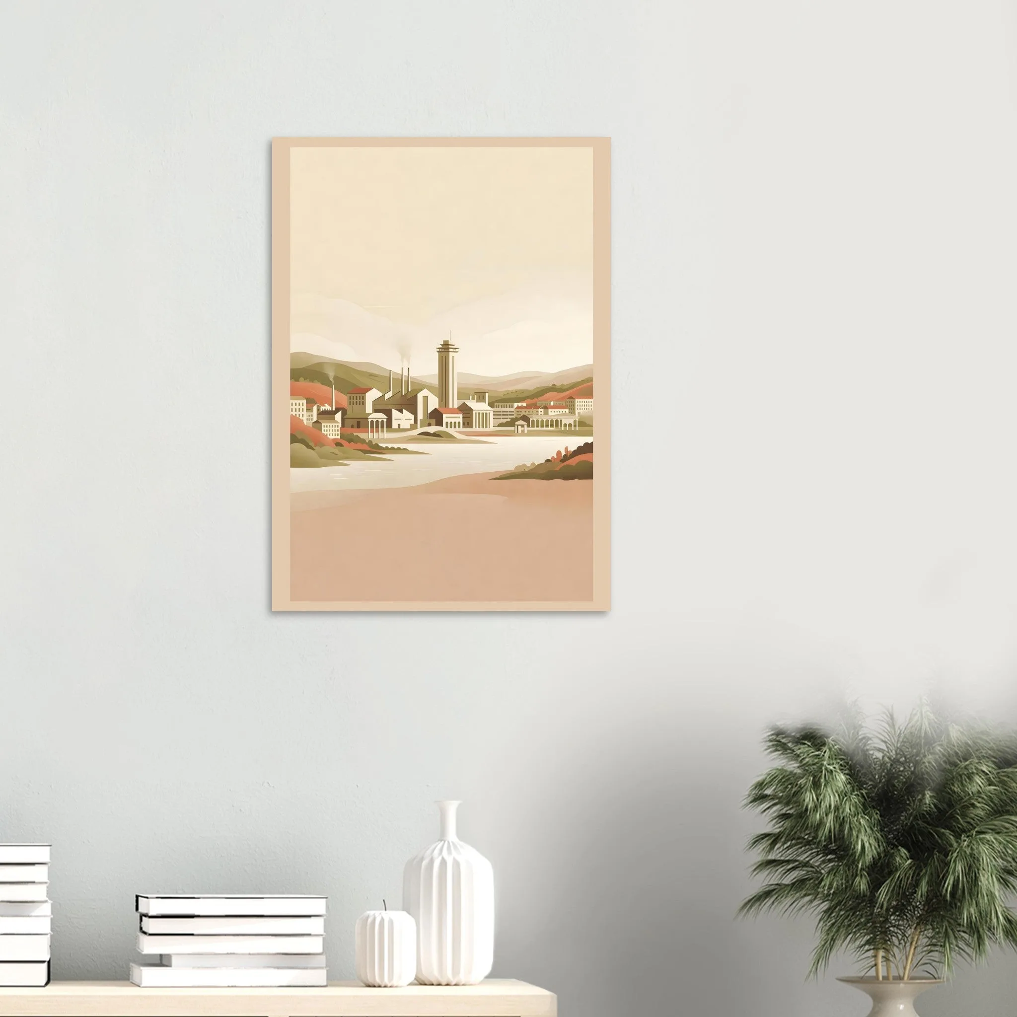 Flat vector illustration poster of Ostrava — warm minimalist design, from €19