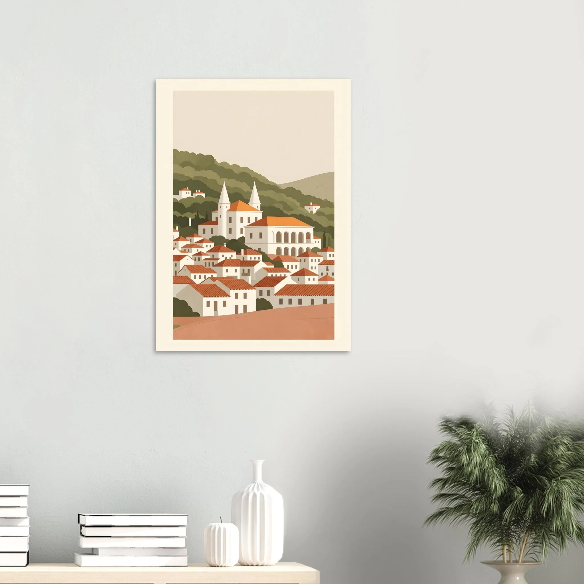 Flat vector illustration poster of Sintra — warm minimalist design, from €19