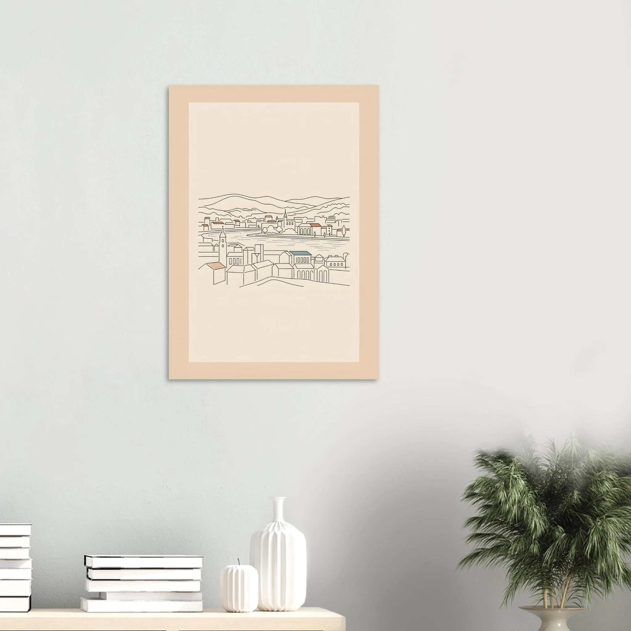 Minimalist line art poster of Ostrava — warm minimalist design, from €19