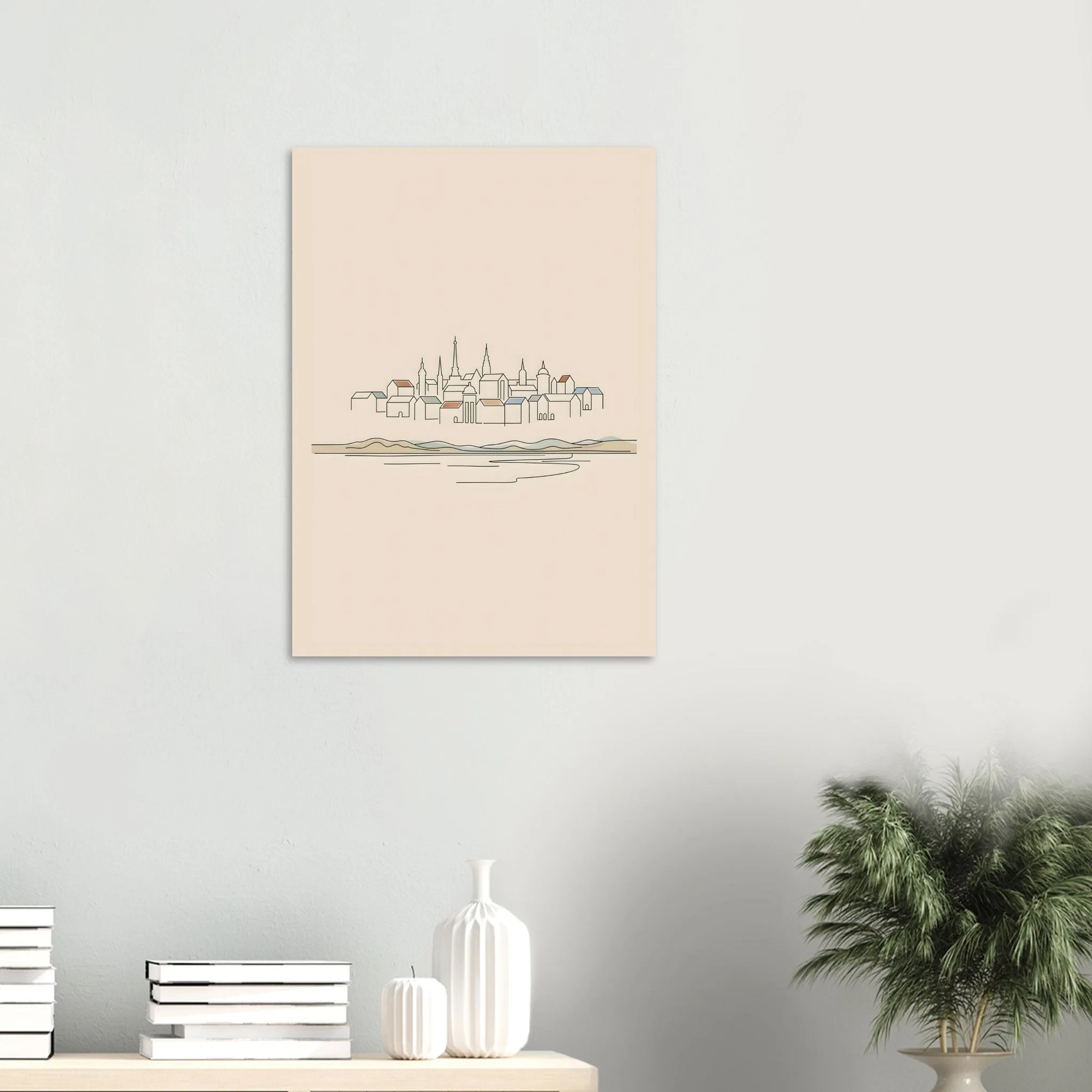 Minimalist line art-Poster von Aarhus — warmes minimalistisches Motiv, ab 19 €