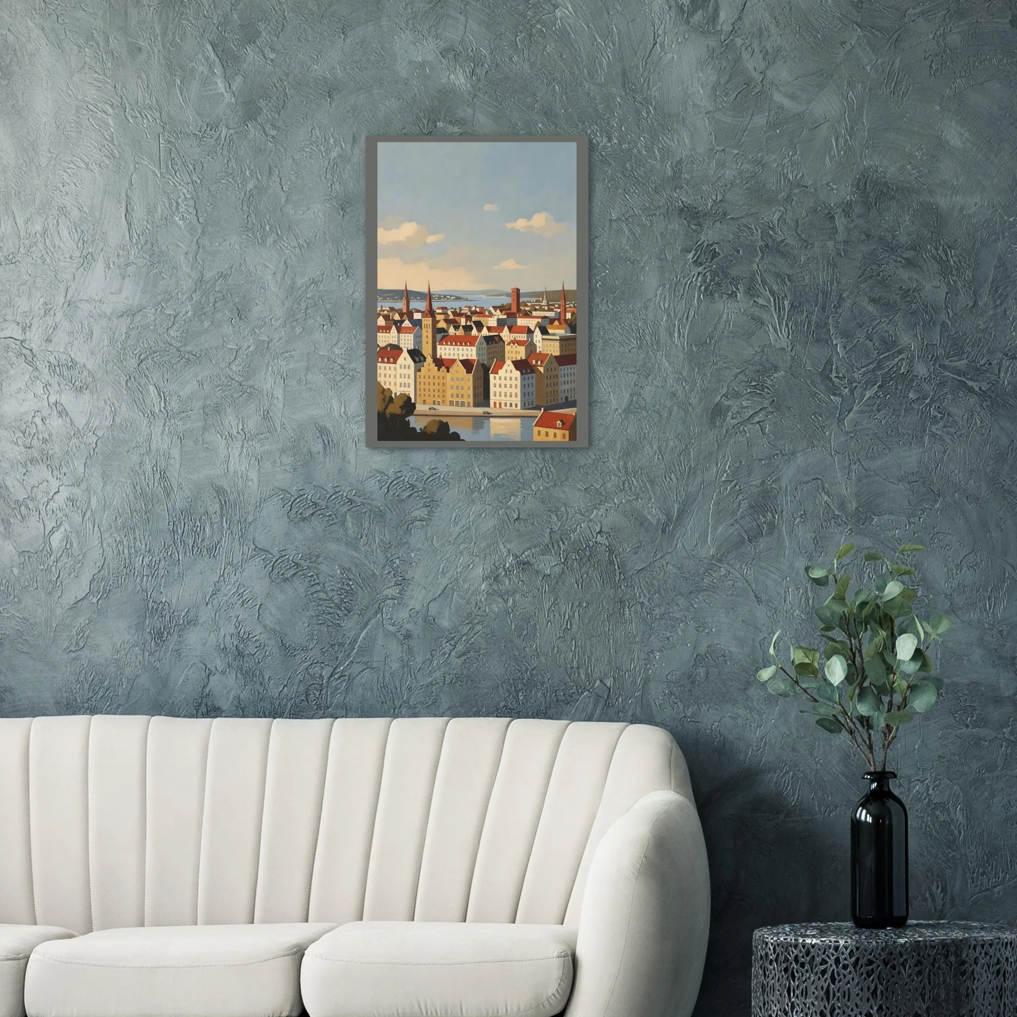 Vintage travel poster-Poster von Aarhus — warmes minimalistisches Motiv, ab 19 €