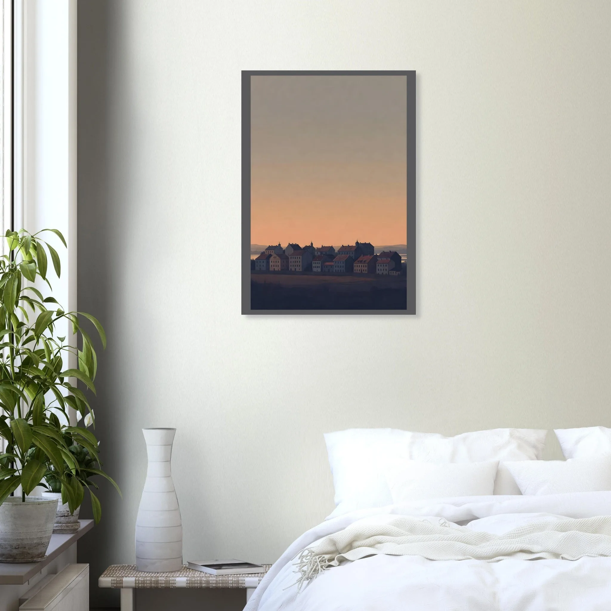 Silhouette skyline poster of Ostrava — warm minimalist design, from €19